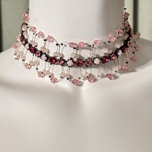 Van Galz Women’s Choker Pink Crystals Adjustable Closure